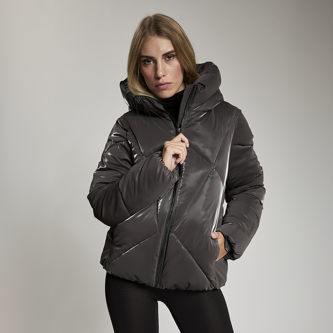Lolita Giacca Corta Trapuntata Donna - Water Repellent Con Cappuccio E Imbottitura Ecologica